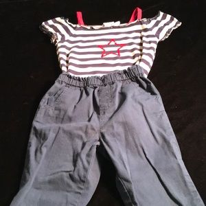 Striped off shoulder tee and pants